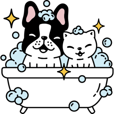 cat and dog taking a bath to be shining so they can outshine the competition